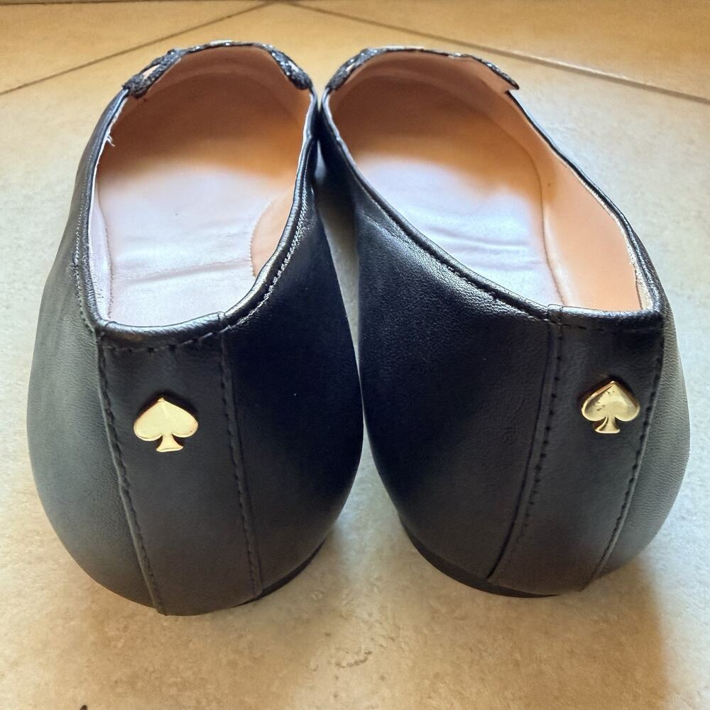 Kate Spade New York Boston Terrier Winthrop Black Leather Flats Womens 8 - Picture 7 of 13